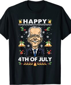 Funny Santa Happy 4th of July Biden Ugly Christmas Tee Shirt