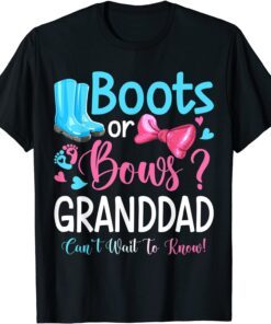 Gender Reveal Boots Or Bows Granddad Matching Baby Party Tee Shirt
