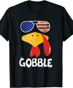 Gobble Turkey Thanksgiving Biden flag USA Tee Shirt