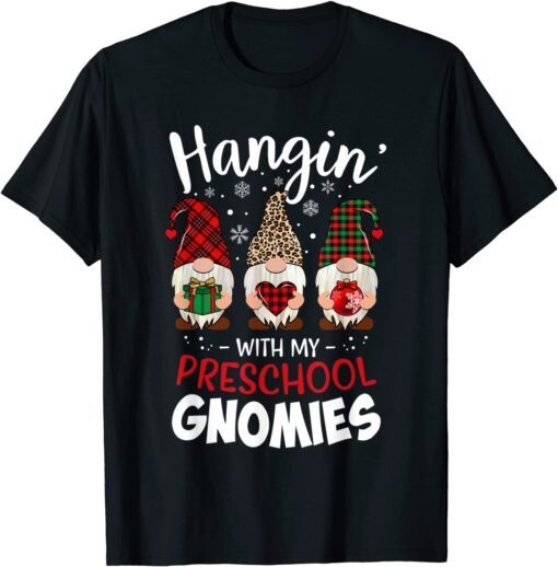 Hangin with My Preschool Gnomies Christmas Teacher Buffalo T-Shirt