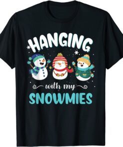 Hanging With My Snowmies Ugly Christmas Snowman T-Shirt