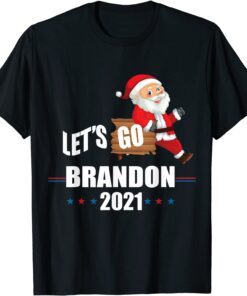 Happy Christmas Santa Let’s Go Brandon 2021 US Flag Xmas Tee Shirt
