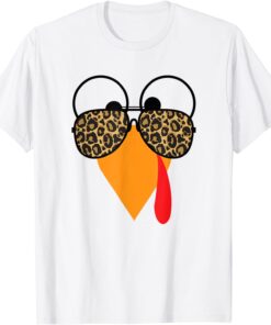 Happy thanksgiving Turkey Face Sunglasses Leopard Tee Shirt