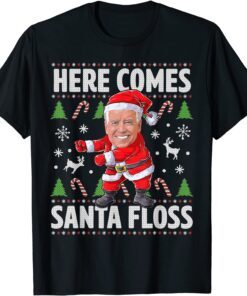 Here Comes Santa Floss Ugly Christmas Biden Tee Shirt