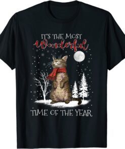 It's The Most Wonderful Time Of The Year Family Cat Xmas Tee Shirt