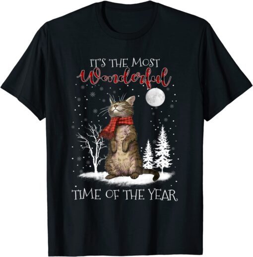 It's The Most Wonderful Time Of The Year Family Cat Xmas Tee Shirt