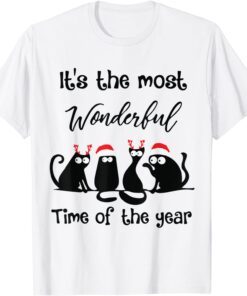 It's The Most Wonderful Time Of The Year Santa Cat Chirstmas Tee Shirt