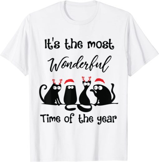 It's The Most Wonderful Time Of The Year Santa Cat Chirstmas Tee Shirt