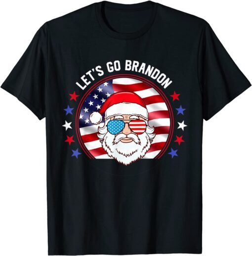 Let’s Go Brandon Christmas Santa Xmas American Flag Tee Shirt