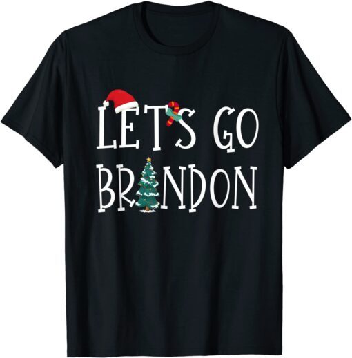 Let's Go Brandon Lets Go Brandon Santa Hat Christmas Tee Shirt