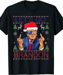 Let's Go Brandon Trump Sunglasses Ugly Christmas Sweater Tee Shirt