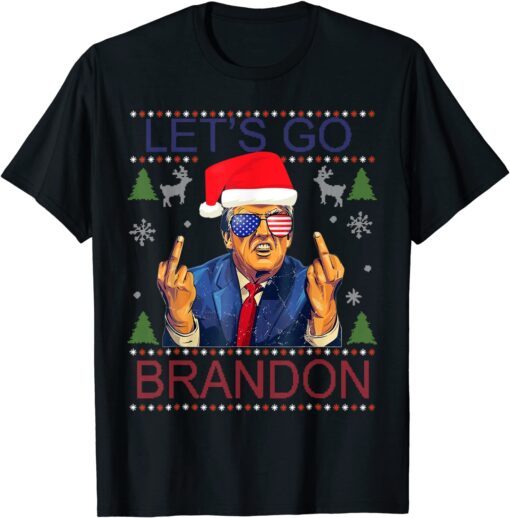 Let's Go Brandon Trump Sunglasses Ugly Christmas Sweater Tee Shirt