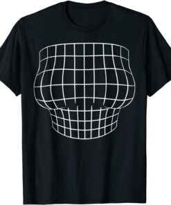 Magnified Chest Optical Illusion Grid Big Boobs Bachelorette Tee Shirt