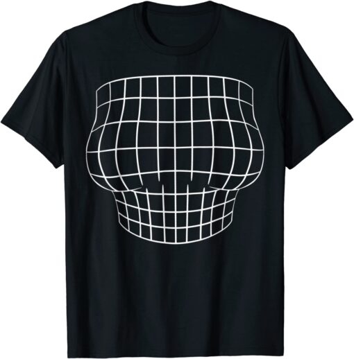 Magnified Chest Optical Illusion Grid Big Boobs Bachelorette Tee Shirt