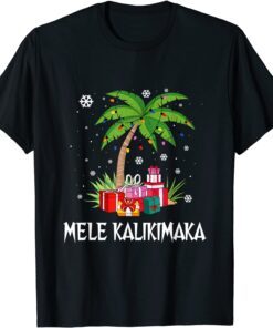 Mele Kalikimaka Christmas Lights Palm Tree Hawaiian Tee Shirt