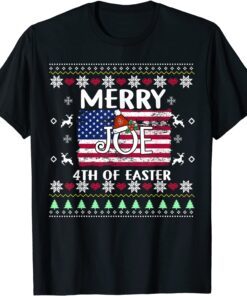 Merry 4th Of Easter U.S Flag Mr Santa President Xmas Tee Shirt