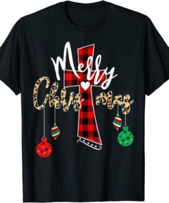 Merry Christmas Leopard Buffalo Red Plaid Tee Shirt