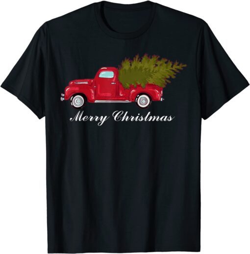 Merry Christmas Leopard Buffalo Truck Tree Red Plaid Tee Shirt