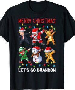 Merry Christmas Let's Go Brandon Dabbing Trump Santa Friends T-Shirt