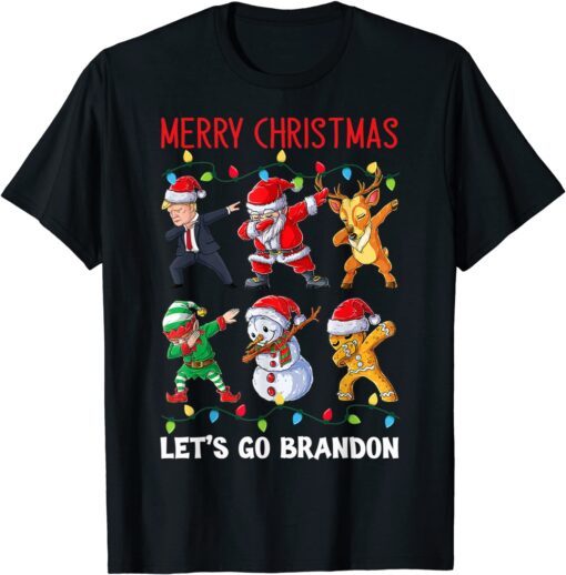 Merry Christmas Let's Go Brandon Dabbing Trump Santa Friends T-Shirt