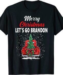 Merry Christmas Let's Go Brandon Red Truck Christmas Tree 2021 T-Shirt