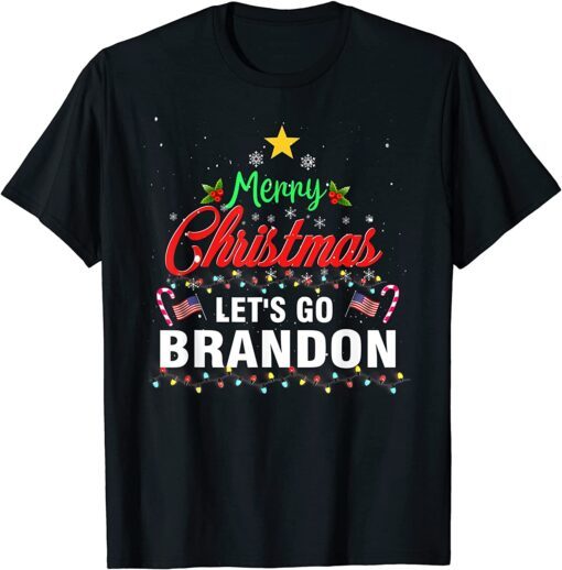 Merry Christmas Let's Go Brandon Ugly Christmas Pajama Tee Shirt