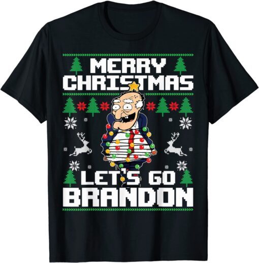 Merry Christmas Lets go Branson Brandon Ugly Xmas Tree Tee Shirt