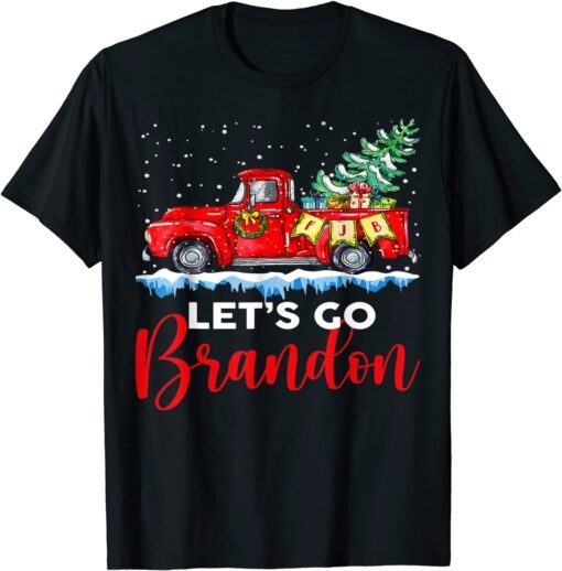 Merry Christmas Red Truck Let's Go Branson Brandon Tee Shirt