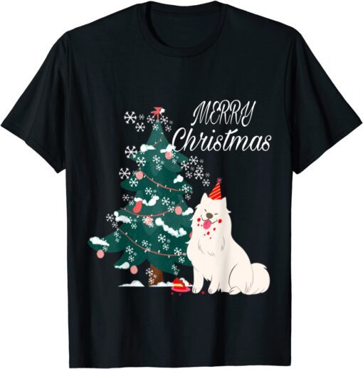 Merry Christmas Tree Santa Claus Believe Print Match Tee Shirt