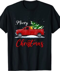 Merry Christmas Truck Red With Tree Xmas Pajama Tee Shirt