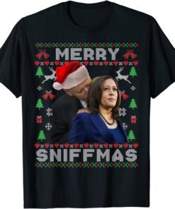 Merry Sniffmas Christmas Anti Biden Ugly Christmas Sweater Tee Shirt