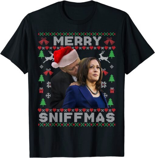 Merry Sniffmas Christmas Anti Biden Ugly Christmas Sweater Tee Shirt