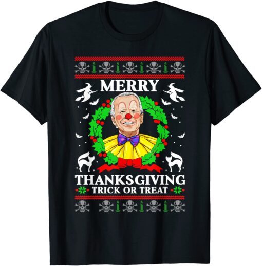 Merry Thanksgiving Trick Or Treat Santa Joe Biden Christmas T-Shirt