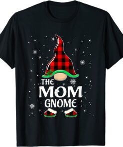 Mom Gnome Buffalo Plaid Matching Family Christmas T-Shirt