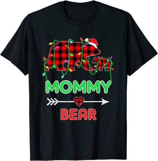 Mommy Bear Christmas Pajama Red Plaid Buffalo Family T-Shirt