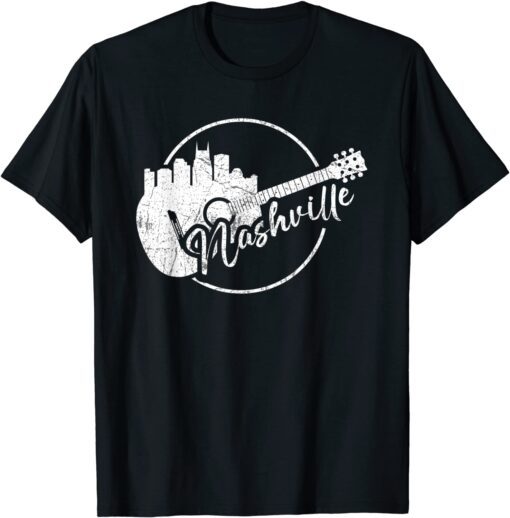 Nashville Skyline Tennessee Country Music Guitar Player Tee Shirt