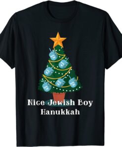Nice Jewish Boy Hanukkah Menorah Nine Candles Tee Shirt