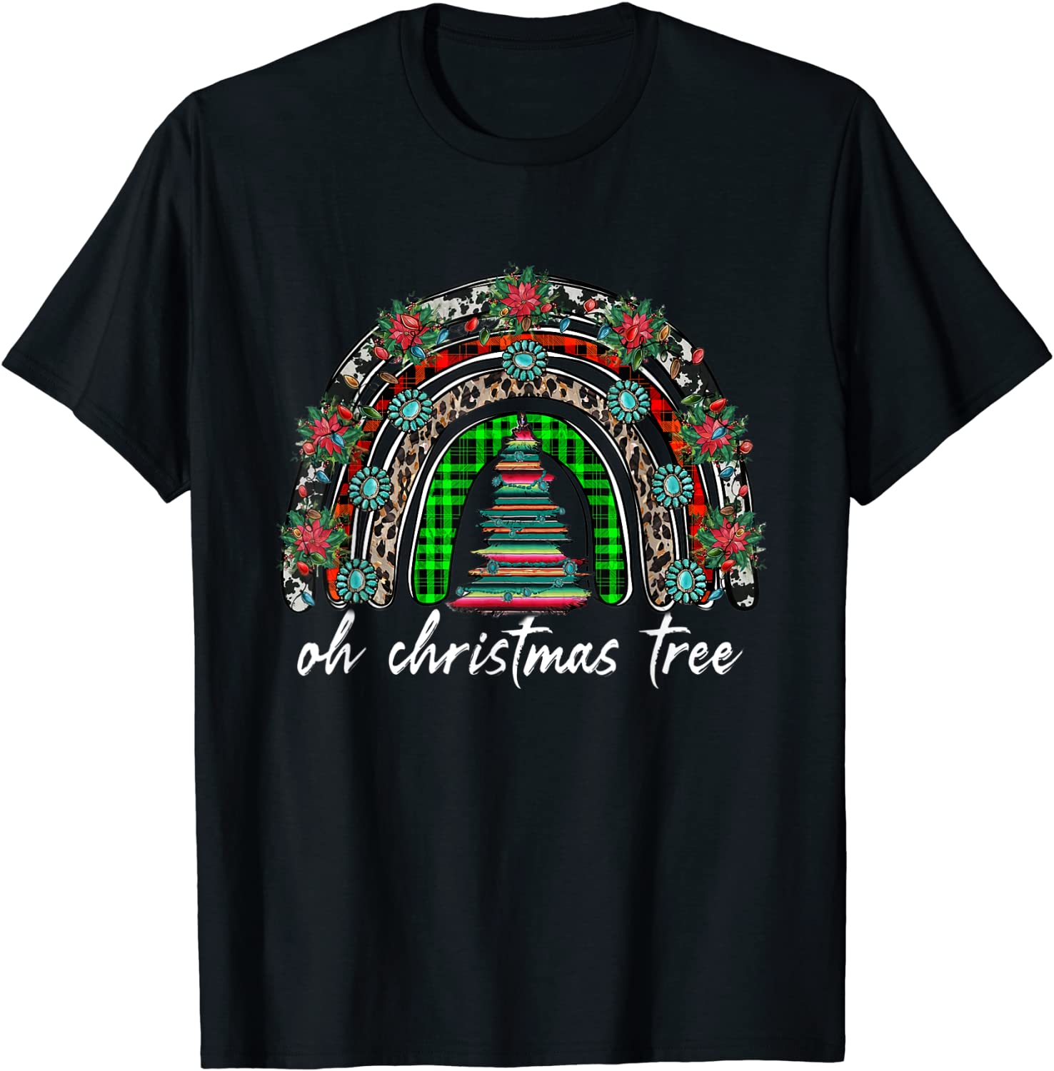 Oh My Tree Rainbow Merry Xmas Christmas Tee Shirt