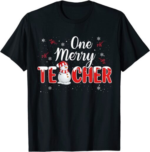 One Merry Teacher Snowman Teaching Christmas Tee Shirt