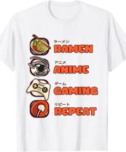 Otaku Ramen Anime Gaming Repeat Gamer Video Games Tee Shirt