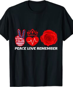 Peace Love Remember Red Poppy American flag Veteran Day T-Shirt