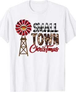 Plaid & Cowhide Buffalo Plaid Small Town Christmas Farmer Tee Shirt