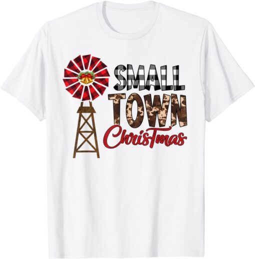 Plaid & Cowhide Buffalo Plaid Small Town Christmas Farmer Tee Shirt