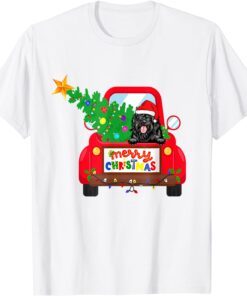 Portuguese Water Dog Riding Red Truck Christmas Pajama T-Shirt