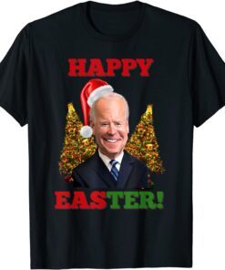 President Joe Biden Santa Hat Happy Easter Christmas Tee Shirt