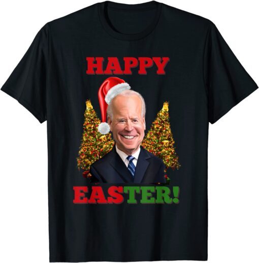 President Joe Biden Santa Hat Happy Easter Christmas Tee Shirt