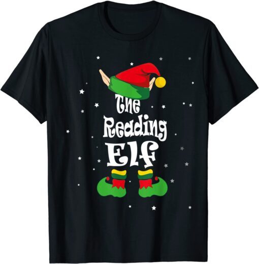 Reading Elf Costume Book Lover Christmas Matching Family Tee Shirt