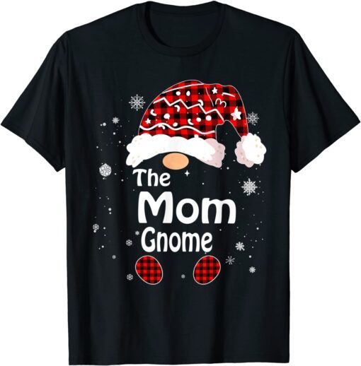 Red Buffalo Plaid Matching The Mom Gnome Christmas Tee Shirt