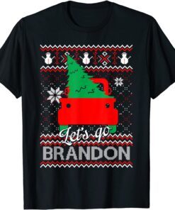 Red Truck Let's Go Brandon Ugly Christmas Tree Sweater Tee Shirt