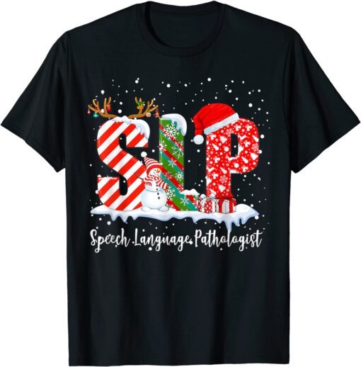 SLPA Therapist Speech Language Pathology Santa Christmas Tee Shirt